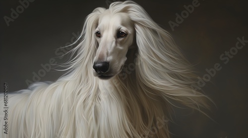 A portrait of an Afghan Hound captures the essence of its noble lineage, with a flowing coat, grace © JVLMediaUHD