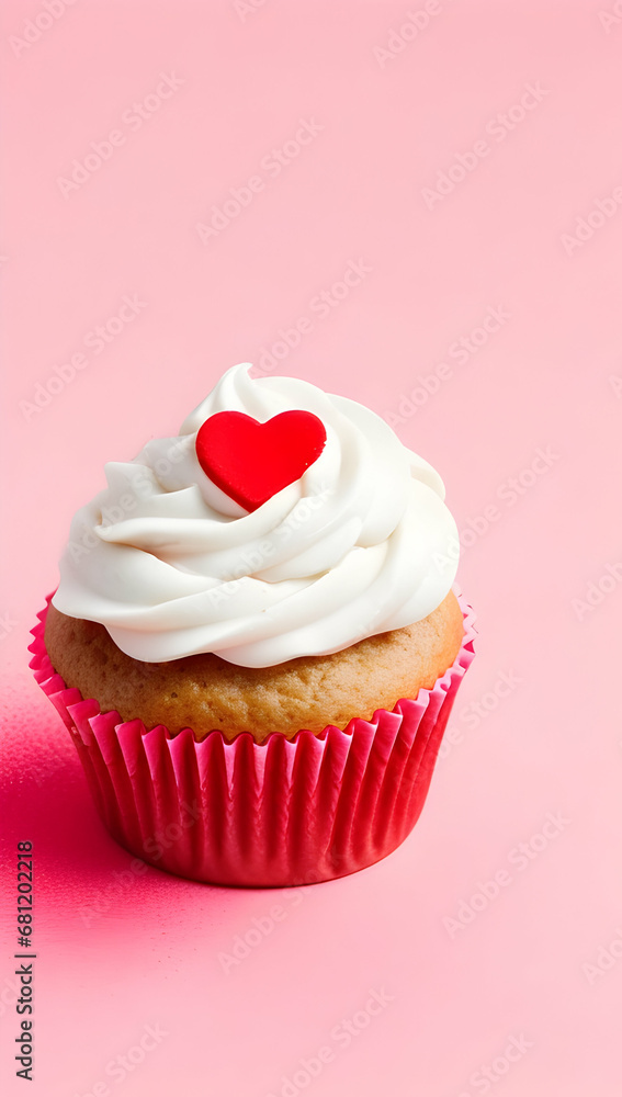 cupcake with heart for birthday and valentine