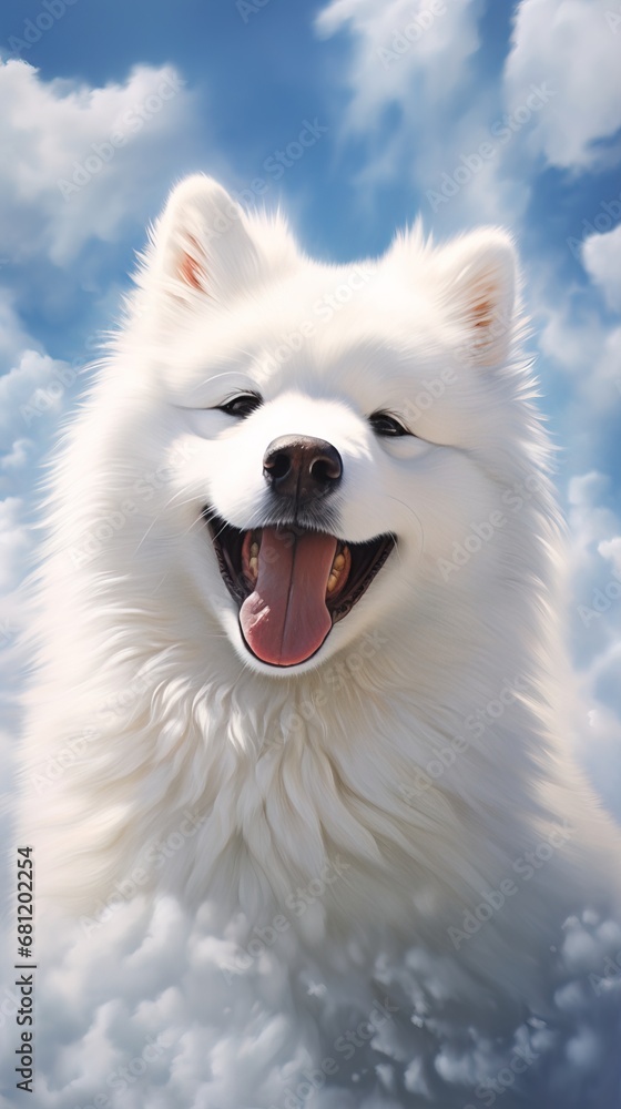 A Samoyed portrait, with a smile that lights up the frame, reflects the breed's joyful spirit, play