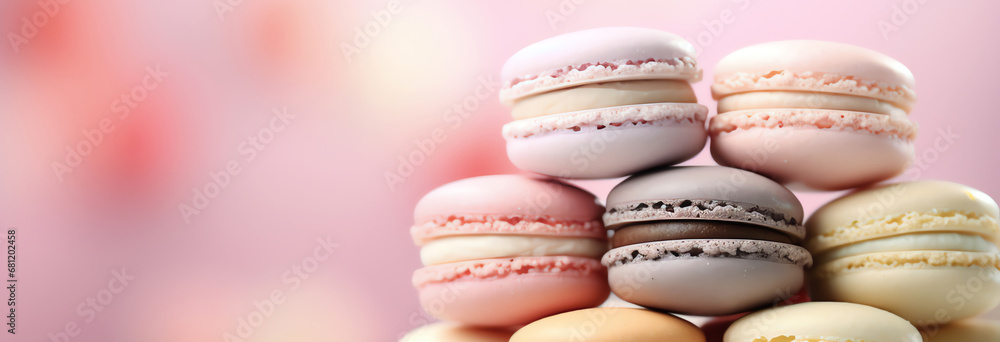 Obraz premium stack of colorful mcaroons, AI generated