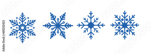Set of blue snowflake vector. Separate images. 