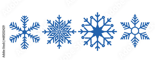 Set of blue snowflake vector. Separate images.