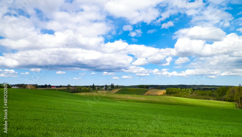 Green fields in Kashubia region - Northern Poland. © Jan