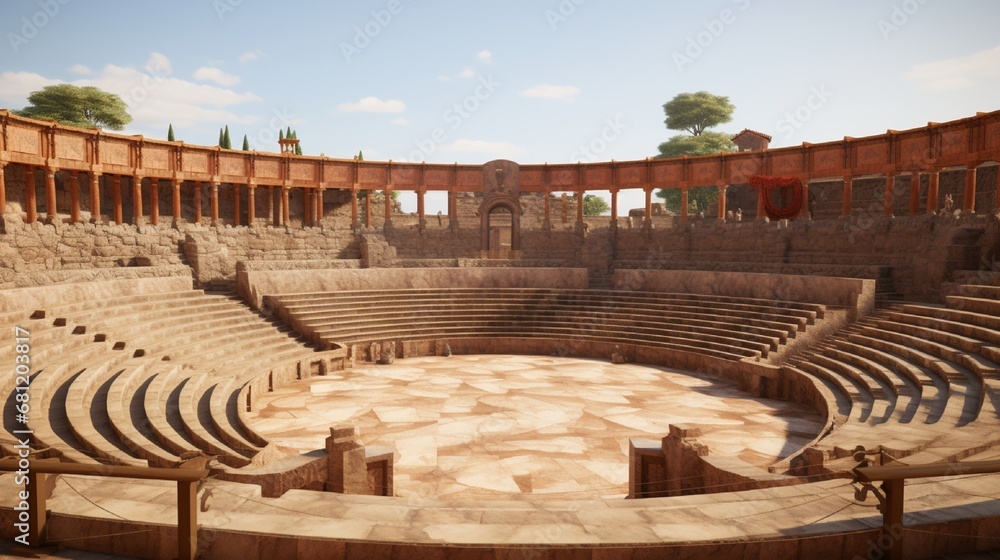 A large amphitheater with ancient design, restored for modern performances.