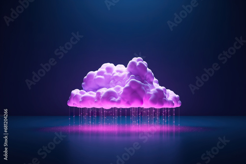 Cloud computing, digital creative illustration in purple colors