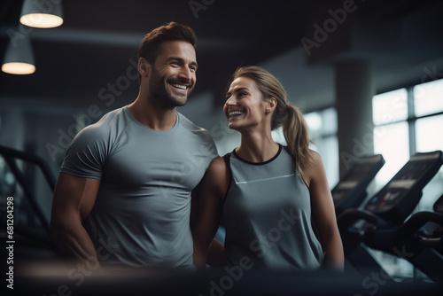Joyful couple at the the gym photo