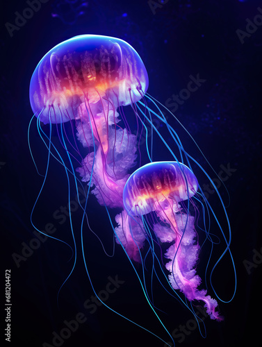 Sea life. Beautiful jellyfish underwater