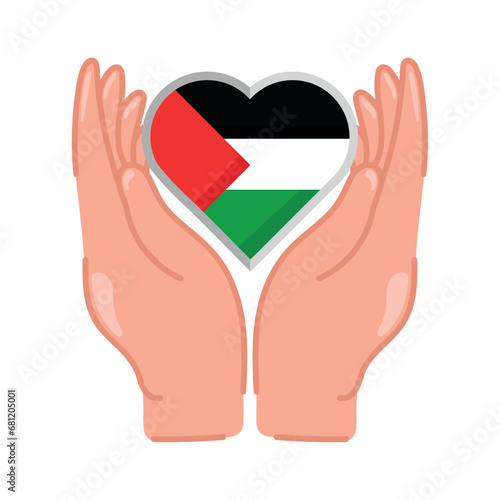 palestine save hands with flag