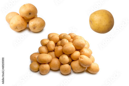 A group of fresh tasty potato isolated on white background.