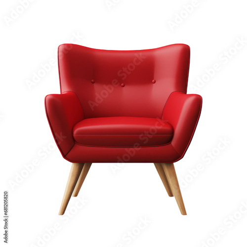 A rich red armchair with plush comfort, perfect for modern and chic interiors.