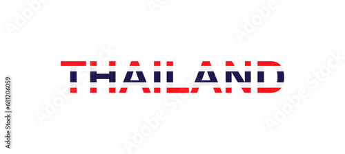 Letters Thailand in the style of the country flag. Thailand word in national flag style.
