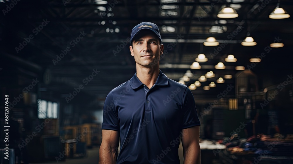 the professionalism and confidence of a clean-cut 30-year-old workman, on the individual wearing a navy golf shirt, standing with a sense of poise and readiness for the job at hand. the professionalism and confidence of a clean-cut 30-year-old workman, on the individual wearing a navy golf shirt, standing with a sense of poise and readiness for the job at hand.