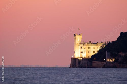 Miramare Castle (1860) on the Gulf of Trieste, northeastern Italy.