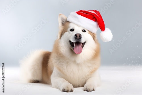 dog wearing santa hat christmas wallpaper animals