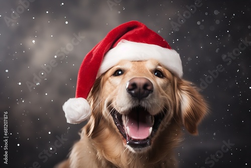 dog wearing santa hat christmas wallpaper animals