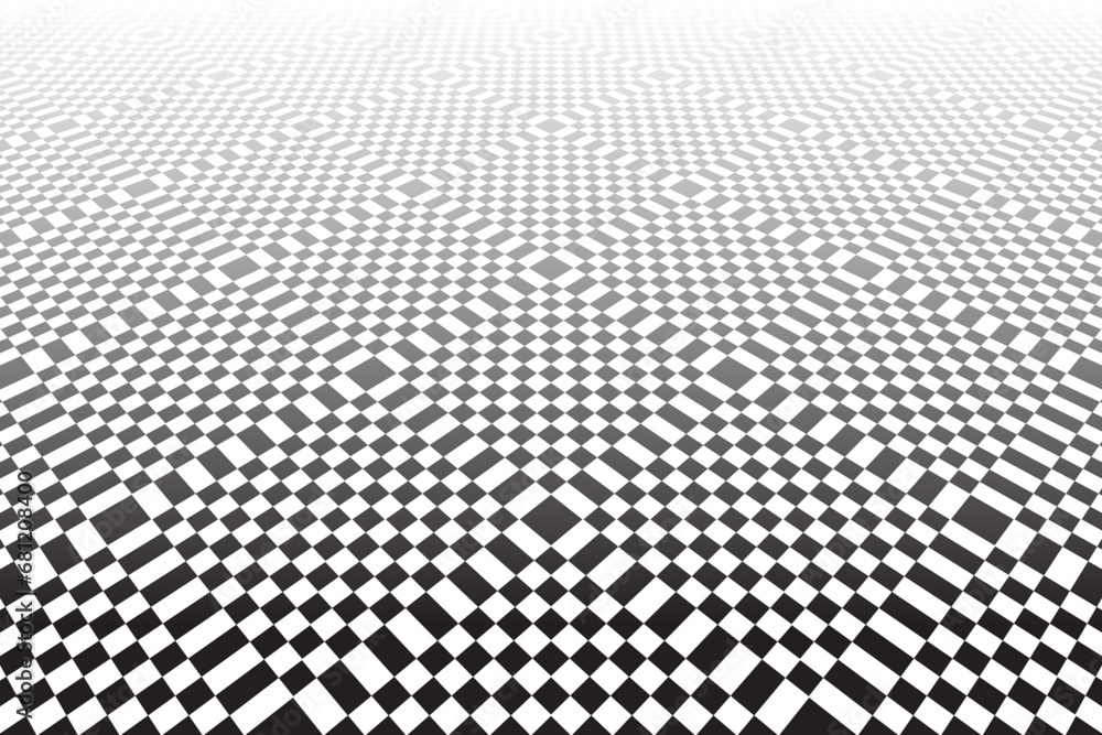 Geometric Checked Black and White Pattern. Abstract Textured Background.