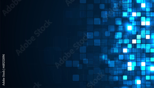 Fototapeta Naklejka Na Ścianę i Meble -  Digital technology background. Digital data square blue pattern pixel background