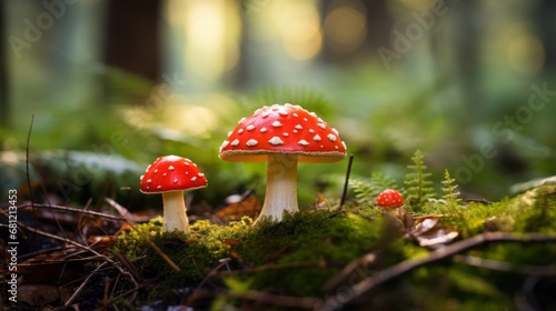 red poisonous fly agaric mushroom. photo
