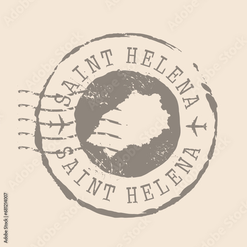 Stamp Postal of  Saint Helena island. Map Silhouette rubber Seal.  Design Retro Travel. Seal of Map Saint Helena grunge  for your design.  EPS10