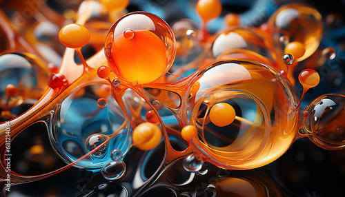 Abstract colorful close up pattern of futuristic liquid sphere generated by AI