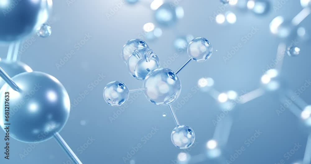Acetonitrile, rotating 3D model of organic nitrile, seamless looped video, molecular structure with selective focus Acetonitrile, rotating 3D model of organic nitrile, seamless looped video, molecular structure with selective focus