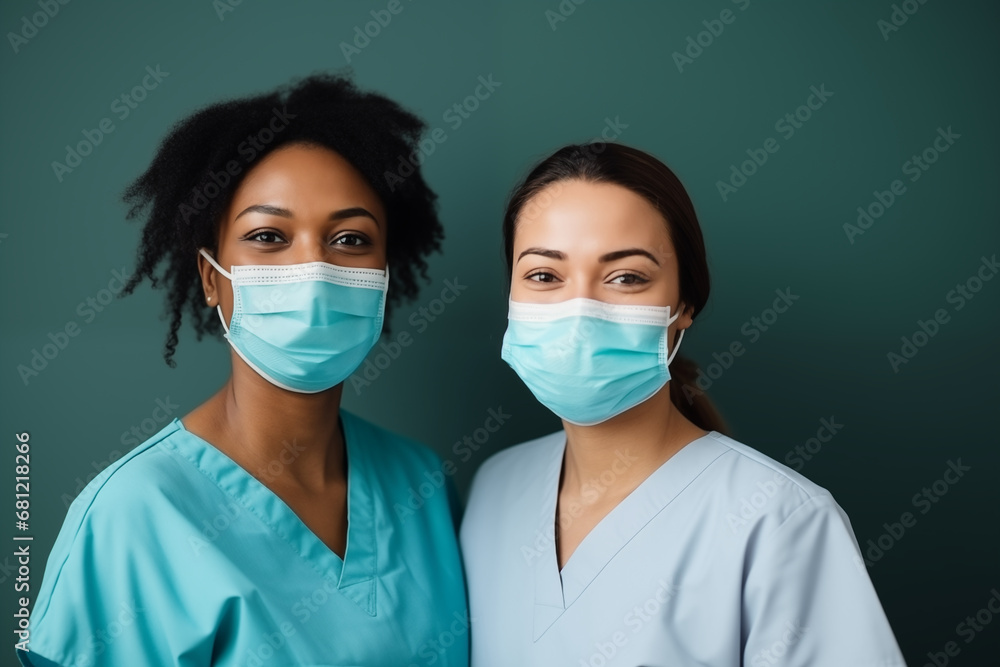 Portraits of healthcare workers portraying their compassion and empathy towards patients, creativity with copy space Portraits of healthcare workers portraying their compassion and empathy towards patients, creativity with copy space