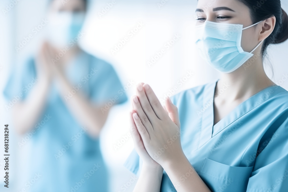 Patients expressing gratitude through heartfelt gestures towards healthcare workers, creativity with copy space Patients expressing gratitude through heartfelt gestures towards healthcare workers, creativity with copy space