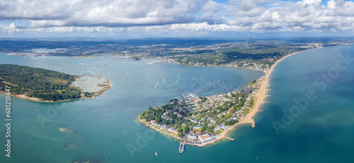 Canvastavla amazing aerial panorama view of Sandbanks Beach and Cubs Beach in Bournemouth, Poole and Dorset, England
