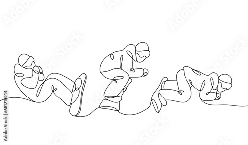 Snowboarder. A fall. One line