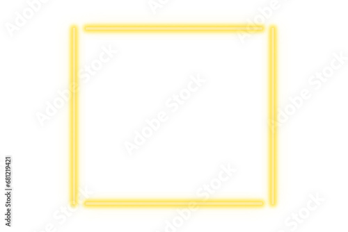 yellow neon square frame on white background