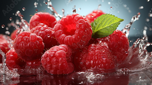 Colorful bright illustration advertising raspberries
