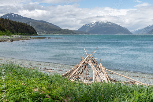 Beach in Chilkat State Park, Haines, Alaska, USA from Kelgaya Point photo