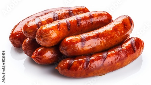 fried sausages on a white background.