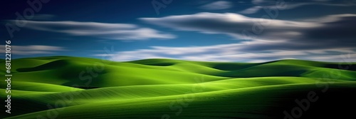 Green hills blue sky landscape panorama 