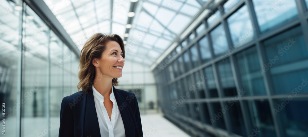 Business woman businesswoman walking smiling in office building Business woman businesswoman walking smiling in office building