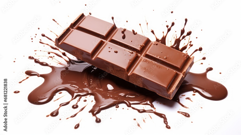 Fototapeta premium chocolate with splashes on white background.
