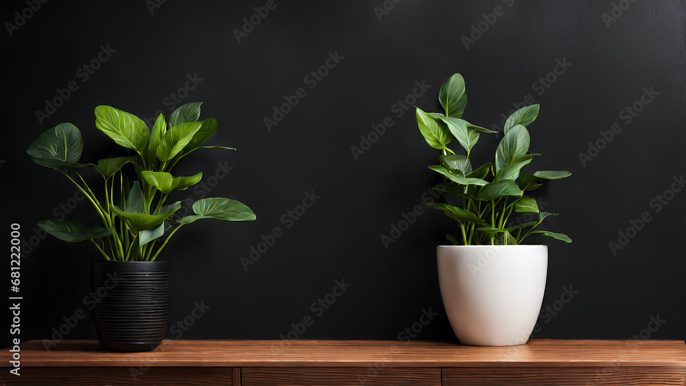 Ai Illustration of plants pots with different colors and designs on a Black background Ai Illustration of plants pots with different colors and designs on a Black background