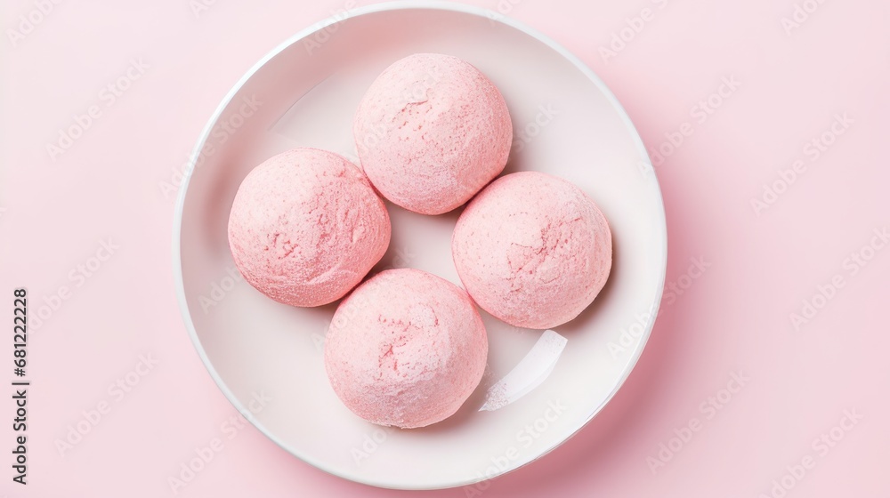 pink dough in a plate. pink dough in a plate.