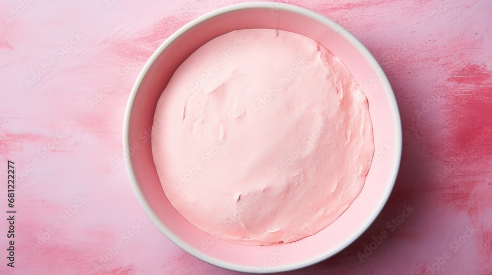 pink dough in a plate. pink dough in a plate.
