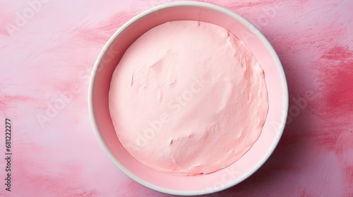 pink dough in a plate.