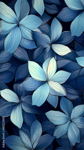 a pattern of pale blue petals on a navy background photo