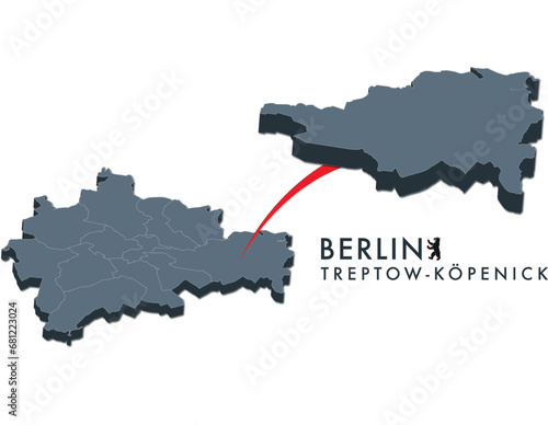 3D Karte von Berlin Treptow Köpenick