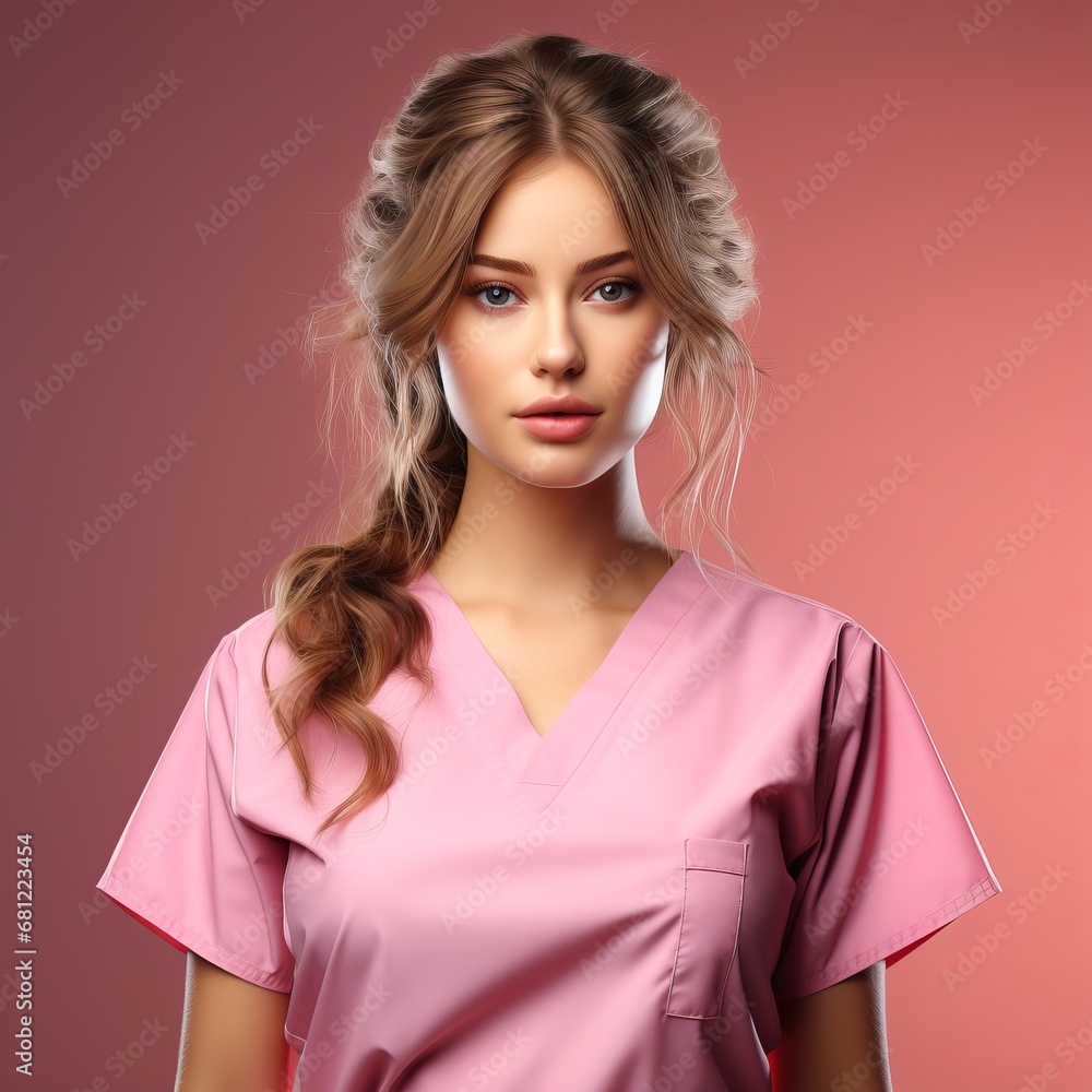 Medical worker in uniform. Nurse assistant in the clinic. The concept of professionalism in the medical environment.