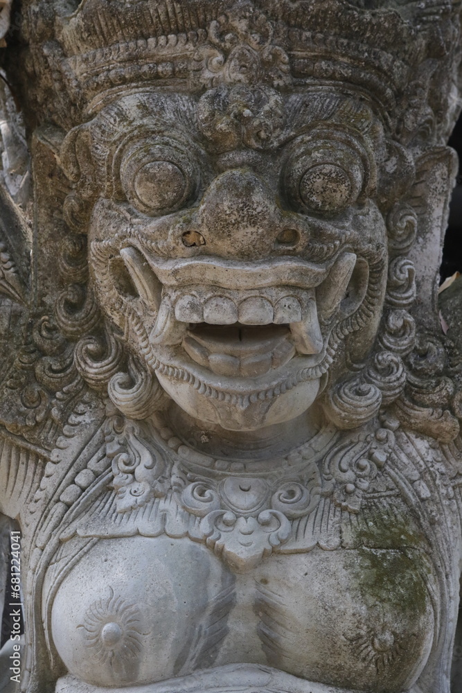 Creativity in Carving: Close-up of Bali's Dwarapala Statue