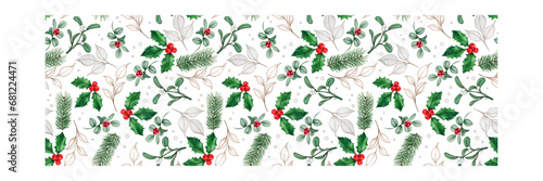 Elegant Winter Pattern Delicate Leaves vector illustration