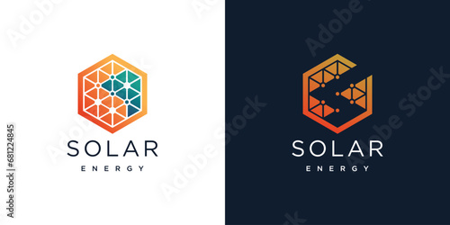 Solar energy logo vector design illustration with creative element concept