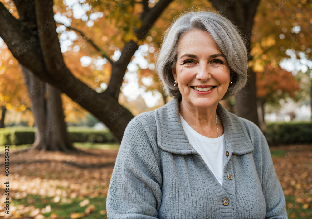 Portrait of an aged woman at the park Portrait of an aged woman at the park