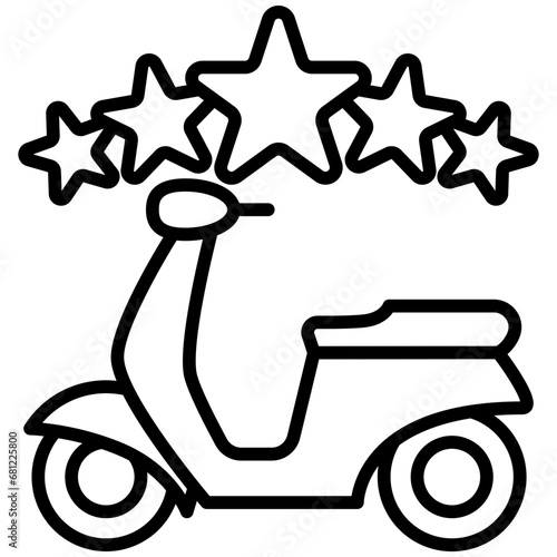 Rating black outline icon, related to transportation, ride sharing theme.