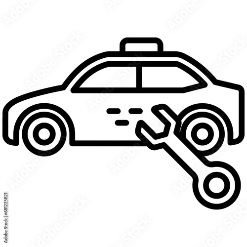 Maintenance black outline icon, related to transportation, ride sharing theme.