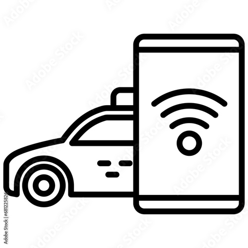Wifi black outline icon, related to transportation, ride sharing theme.